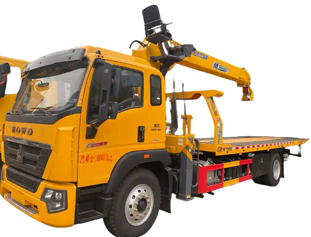HOWO Flatbed Wrecker with 8-Ton Straight Crane
