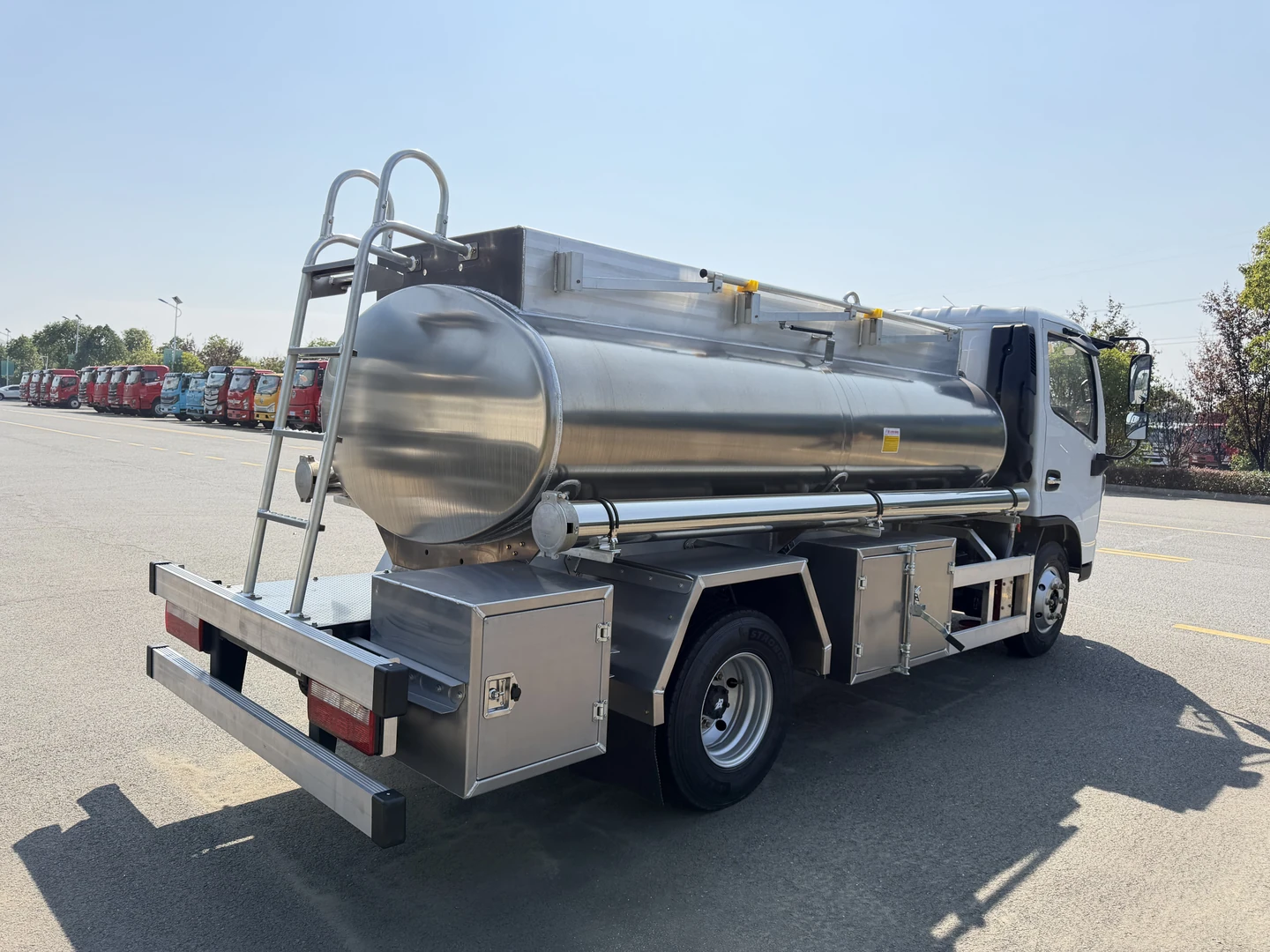 Rear quarter view of the water tanker