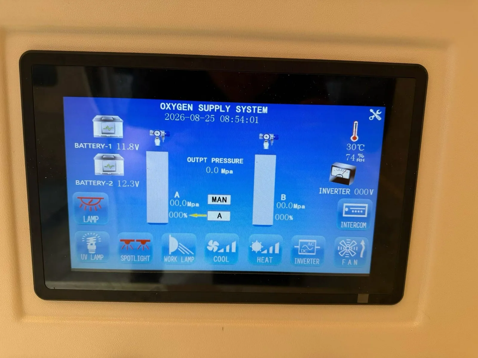 oxygen supply control panel