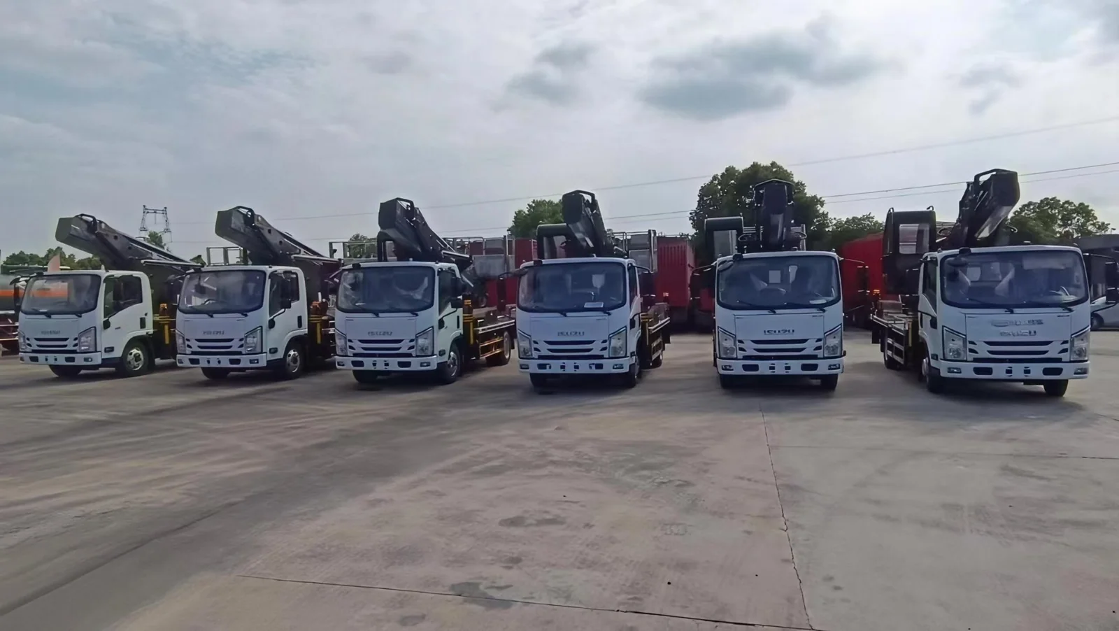 six aerial trucks front matrix