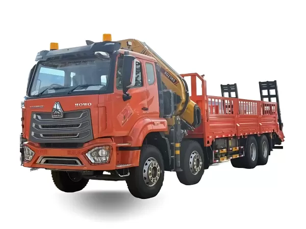 SINOTRUK NX 8X4 Truck Mounted with XCMG SQZ560 Folding Crane, Max Lifting Capacity 28 Ton
