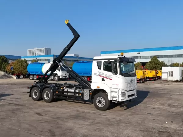 FAW JH6 6x4 Hooklift Truck 390HP, Detachable Container Hook Lifter Garbage Truck For Municipal Waste Collection
