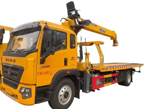 HOWO Flatbed Wrecker with 8-Ton Straight Crane