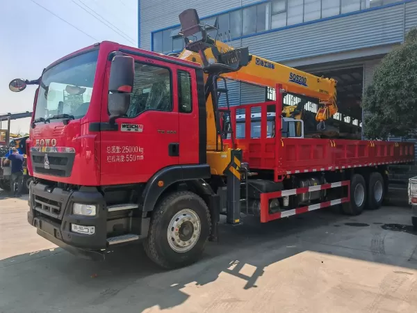 SINOTRUK HOWO 6x4 8T XCMG Straight Boom Crane Truck 25T High-Side Cargo